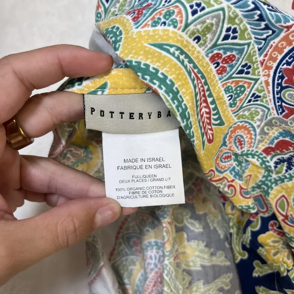 Pottery Barn Caesarea Israel Full/ Queen MultiColor Duvet Cover Set 2 Shams Boho